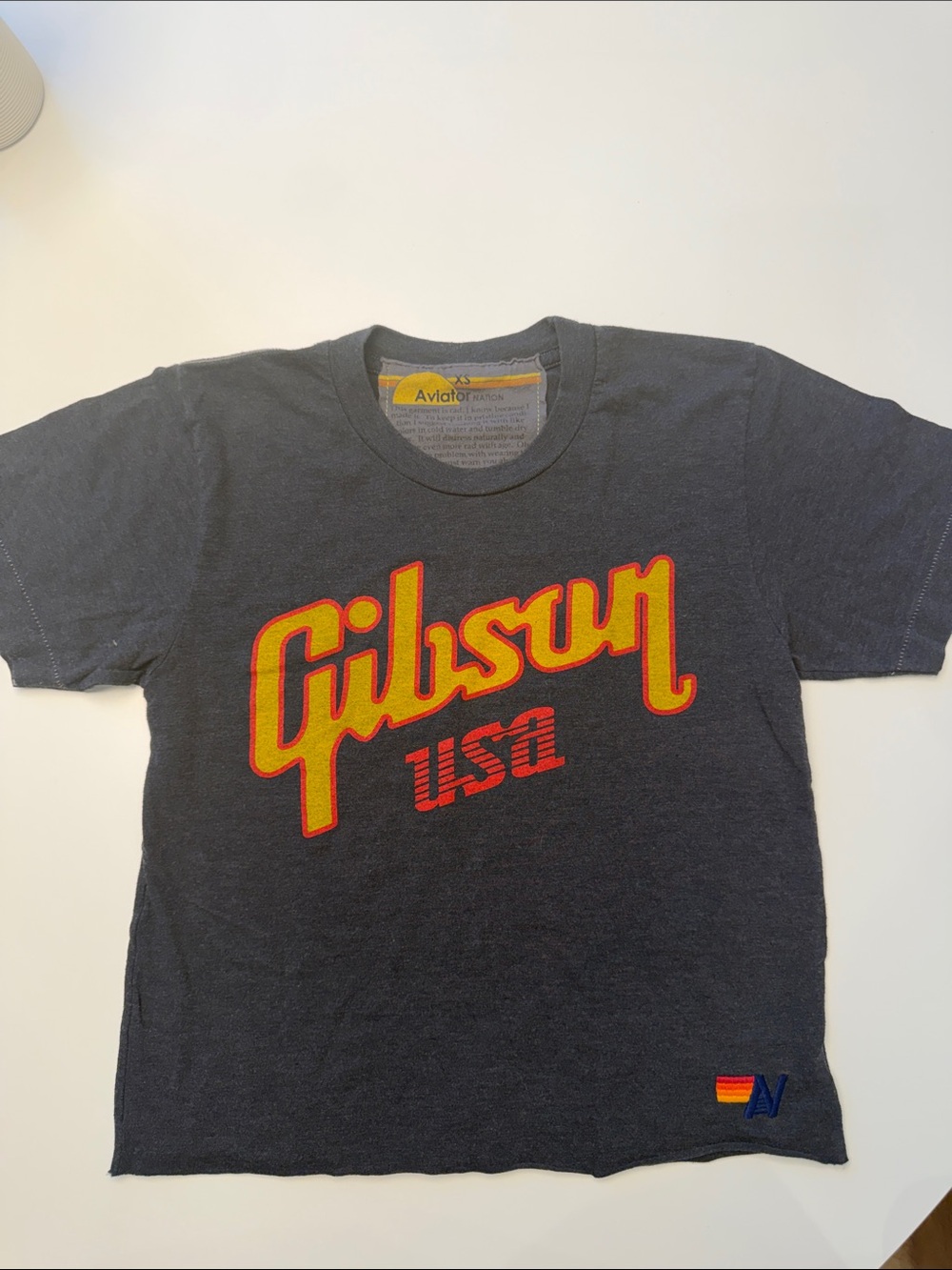 Aviator nation Gibson USA Graphic Tee - Navy with Yellow & Red Logo